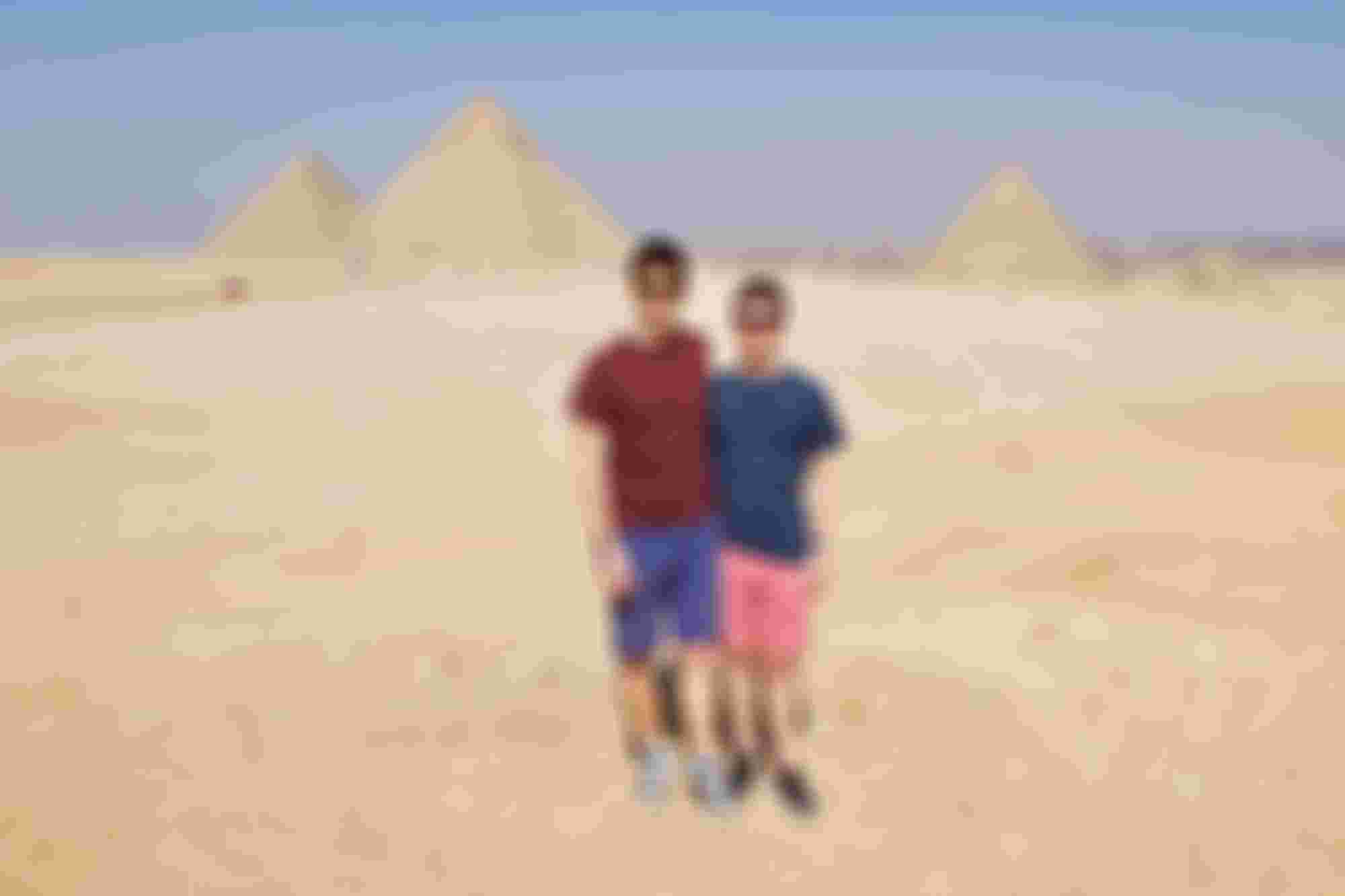 I'm pretty sure we're the only two people in all of Egypt that were wearing shorts.